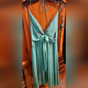 Nicole Miller silk green lurex dress